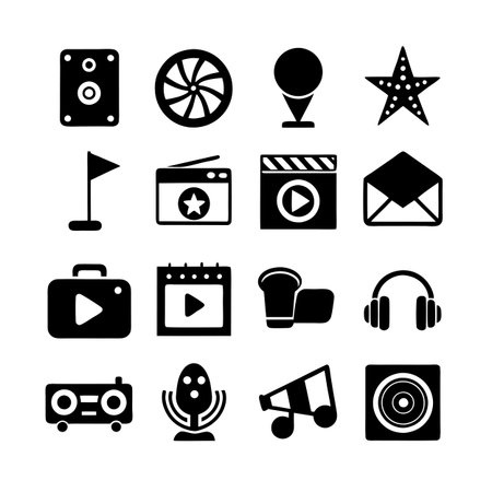 Entertainment and Media Icon Set Collection Vector for UI Documents Websites and Mobile Applicationsのイラスト素材
