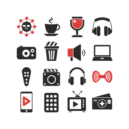 Entertainment and Media Icon Set Collection Vector for UI Documents Websites and Mobile Applicationsのイラスト素材