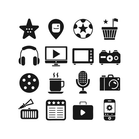 Entertainment and Media Icon Set Collection Vector for UI Documents Websites and Mobile Applicationsのイラスト素材