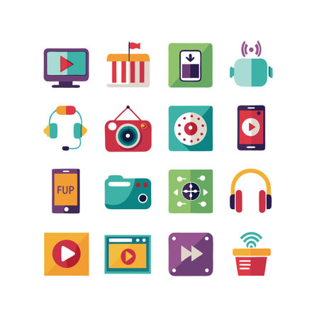 Entertainment and Media Icon Set Collection Vector for UI Documents Websites and Mobile Applicationsのイラスト素材