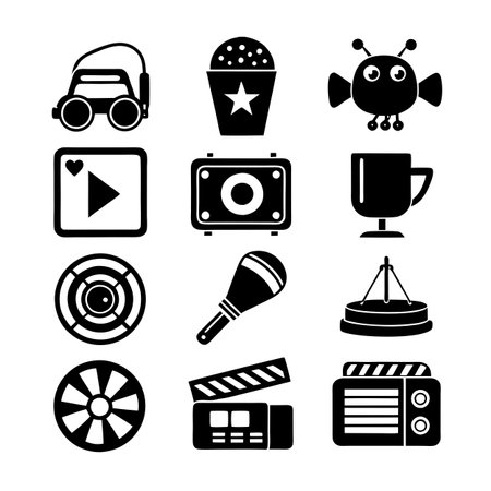 Entertainment and Media Icon Set Collection Vector for UI Documents Websites and Mobile Applicationsのイラスト素材