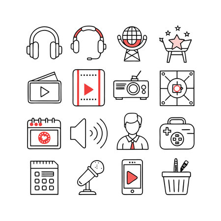 Entertainment and Media Icon Set Collection Vector for UI Documents Websites and Mobile Applicationsのイラスト素材