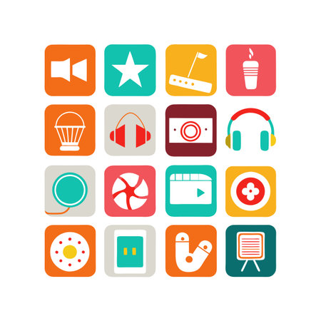 Entertainment and Media Icon Set Collection Vector for UI Documents Websites and Mobile Applicationsのイラスト素材