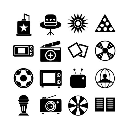 Entertainment and Media Icon Set Collection Vector for UI Documents Websites and Mobile Applicationsのイラスト素材