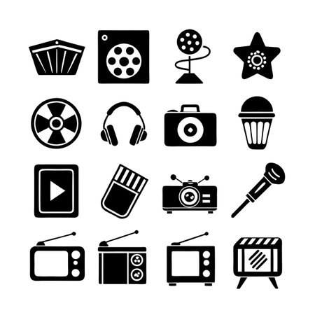 Entertainment and Media Icon Set Collection Vector for UI Documents Websites and Mobile Applicationsのイラスト素材