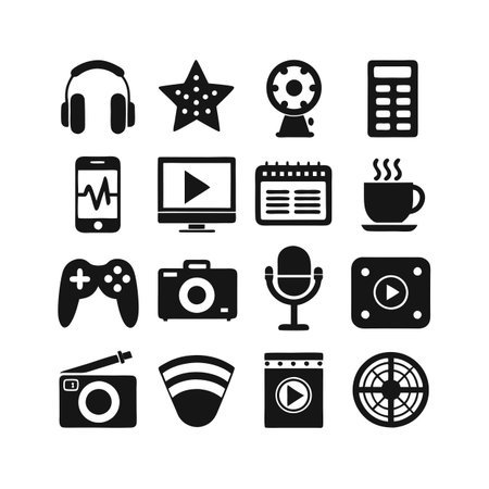 Entertainment and Media Icon Set Collection Vector for UI Documents Websites and Mobile Applicationsのイラスト素材