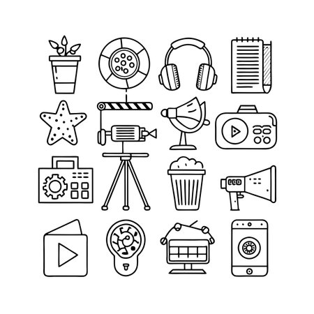 Entertainment and Media Icon Set Collection Vector for UI Documents Websites and Mobile Applicationsのイラスト素材