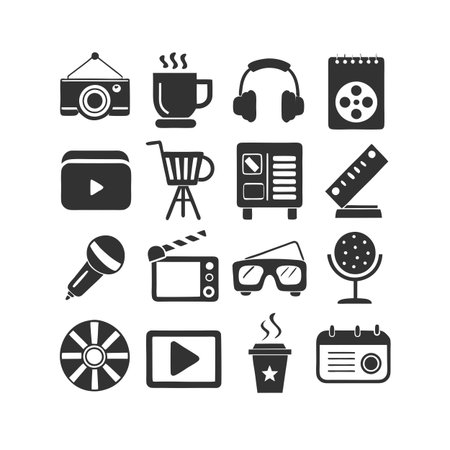 Entertainment and Media Icon Set Collection Vector for UI Documents Websites and Mobile Applicationsのイラスト素材