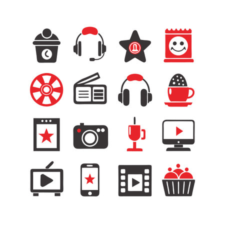 Entertainment and Media Icon Set Collection Vector for UI Documents Websites and Mobile Applicationsのイラスト素材
