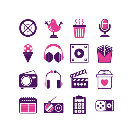 Entertainment and Media Icon Set Collection Vector for UI Documents Websites and Mobile Applicationsのイラスト素材