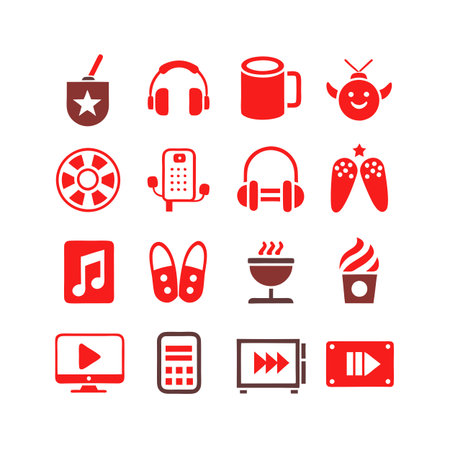Entertainment and Media Icon Set Collection Vector for UI Documents Websites and Mobile Applicationsのイラスト素材