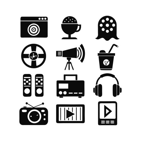 Entertainment and Media Icon Set Collection Vector for UI Documents Websites and Mobile Applicationsのイラスト素材