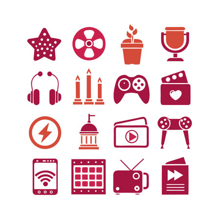 Entertainment and Media Icon Set Collection Vector for UI Documents Websites and Mobile Applicationsのイラスト素材