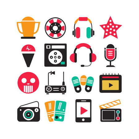Entertainment and Media Icon Set Collection Vector for UI Documents Websites and Mobile Applicationsのイラスト素材