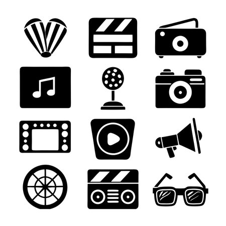 Entertainment and Media Icon Set Collection Vector for UI Documents Websites and Mobile Applicationsのイラスト素材