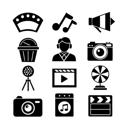 Entertainment and Media Icon Set Collection Vector for UI Documents Websites and Mobile Applicationsのイラスト素材