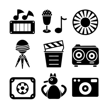 Entertainment and Media Icon Set Collection Vector for UI Documents Websites and Mobile Applicationsのイラスト素材