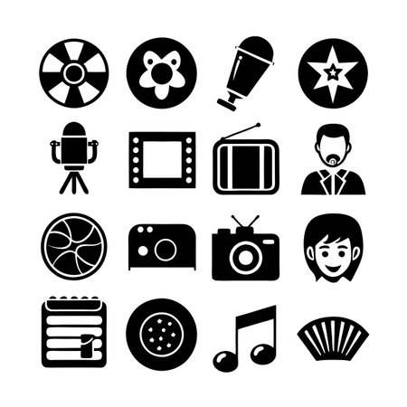 Entertainment and Media Icon Set Collection Vector for UI Documents Websites and Mobile Applicationsのイラスト素材