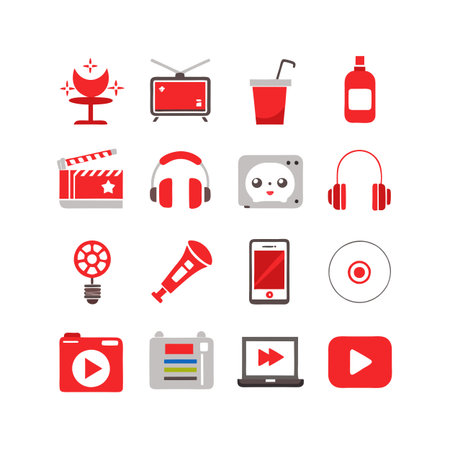 Entertainment and Media Icon Set Collection Vector for UI Documents Websites and Mobile Applicationsのイラスト素材