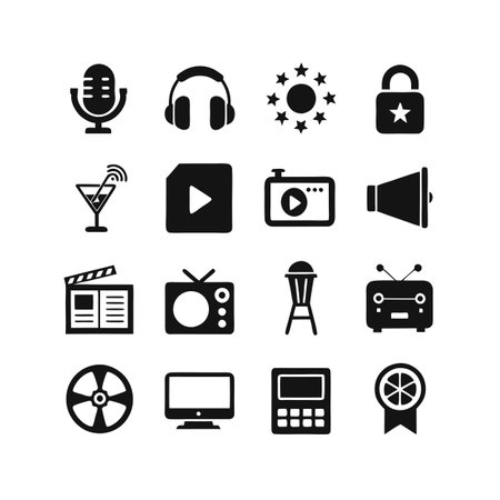 Entertainment and Media Icon Set Collection Vector for UI Documents Websites and Mobile Applicationsのイラスト素材