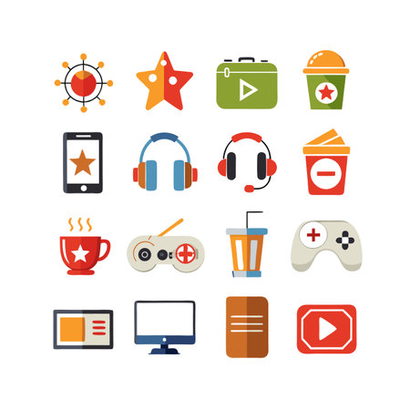 Entertainment and Media Icon Set Collection Vector for UI Documents Websites and Mobile Applicationsのイラスト素材