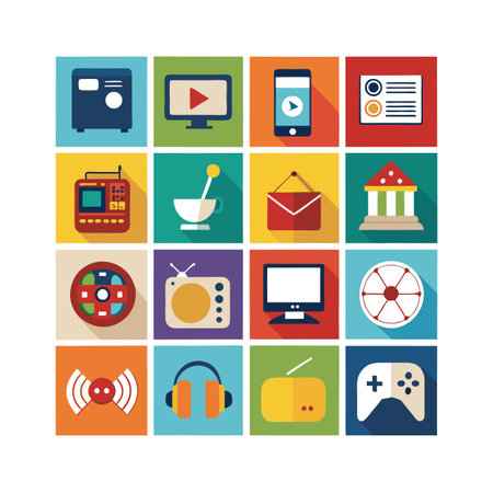 Entertainment and Media Icon Set Collection Vector for UI Documents Websites and Mobile Applicationsのイラスト素材
