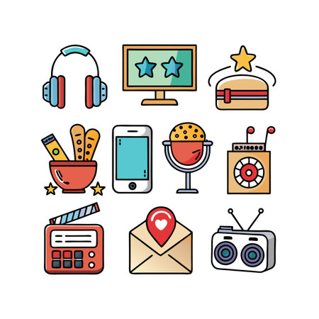 Entertainment and Media Icon Set Collection Vector for UI Documents Websites and Mobile Applicationsのイラスト素材