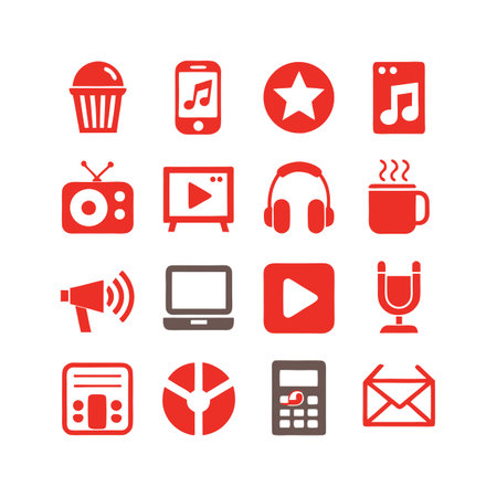 Entertainment and Media Icon Set Collection Vector for UI Documents Websites and Mobile Applicationsのイラスト素材