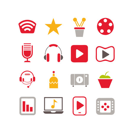 Entertainment and Media Icon Set Collection Vector for UI Documents Websites and Mobile Applicationsのイラスト素材