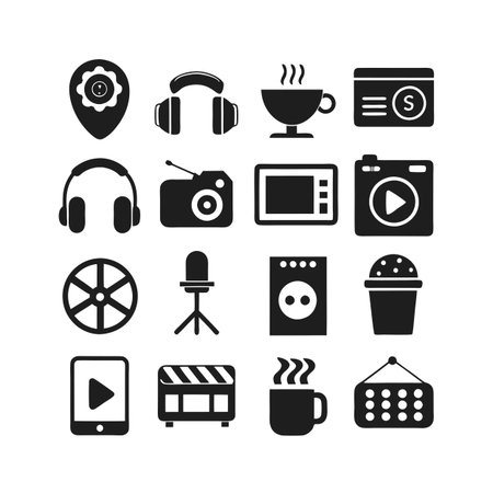 Entertainment and Media Icon Set Collection Vector for UI Documents Websites and Mobile Applications
