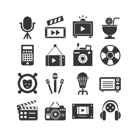 Entertainment and Media Icon Set Collection Vector for UI Documents Websites and Mobile Applicationsのイラスト素材