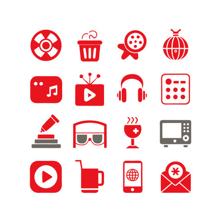 Entertainment and Media Icon Set Collection Vector for UI Documents Websites and Mobile Applicationsのイラスト素材