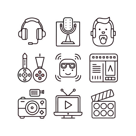 Entertainment and Media Icon Set Collection Vector for UI Documents Websites and Mobile Applicationsのイラスト素材