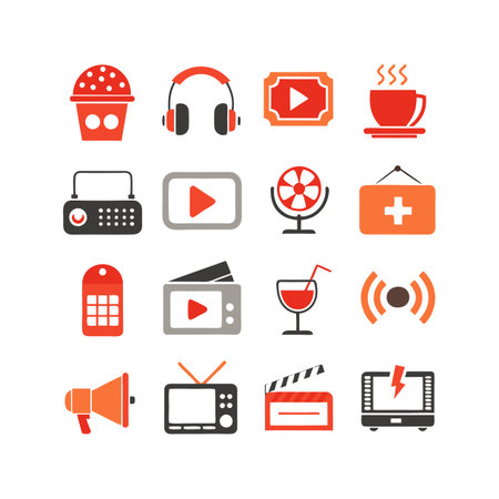 Entertainment and Media Icon Set Collection Vector for UI Documents Websites and Mobile Applicationsのイラスト素材