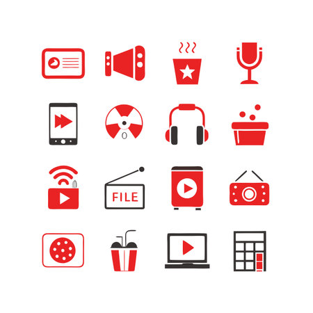 Entertainment and Media Icon Set Collection Vector for UI Documents Websites and Mobile Applicationsのイラスト素材