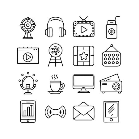Entertainment and Media Icon Set Collection Vector for UI Documents Websites and Mobile Applicationsのイラスト素材