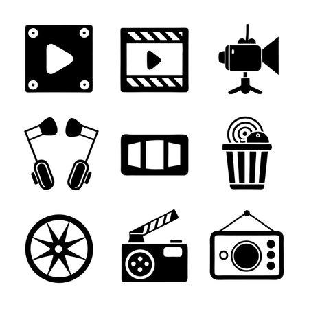 Entertainment and Media Icon Set Collection Vector for UI Documents Websites and Mobile Applicationsのイラスト素材