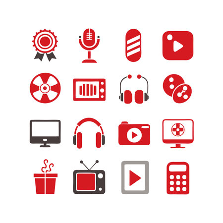 Entertainment and Media Icon Set Collection Vector for UI Documents Websites and Mobile Applicationsのイラスト素材