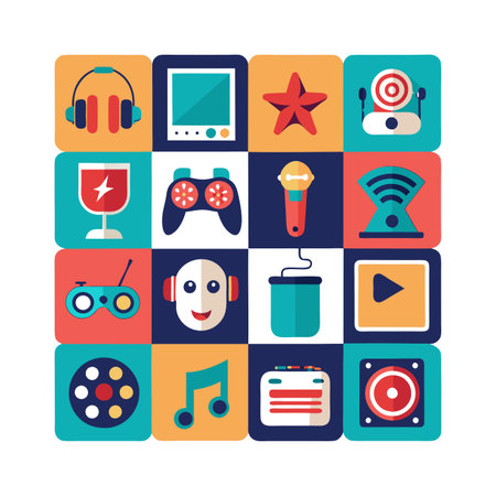 Entertainment and Media Icon Set Collection Vector for UI Documents Websites and Mobile Applicationsのイラスト素材