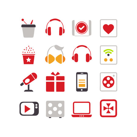 Entertainment and Media Icon Set Collection Vector for UI Documents Websites and Mobile Applicationsのイラスト素材