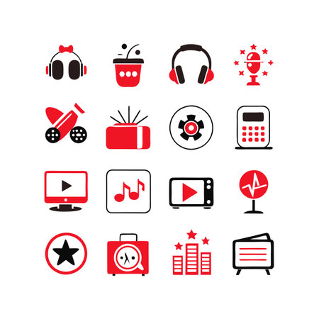 Entertainment and Media Icon Set Collection Vector for UI Documents Websites and Mobile Applicationsのイラスト素材