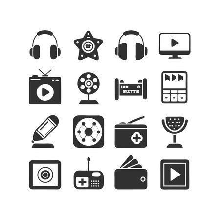 Entertainment and Media Icon Set Collection Vector for UI Documents Websites and Mobile Applicationsのイラスト素材