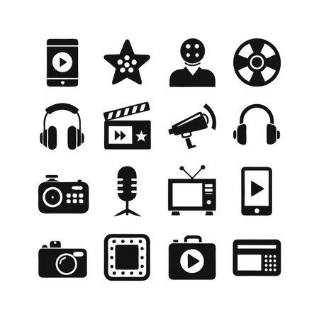 Entertainment and Media Icon Set Collection Vector for UI Documents Websites and Mobile Applicationsのイラスト素材