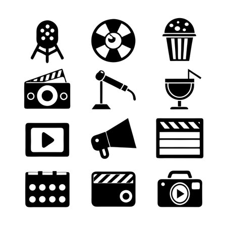 Entertainment and Media Icon Set Collection Vector for UI Documents Websites and Mobile Applicationsのイラスト素材
