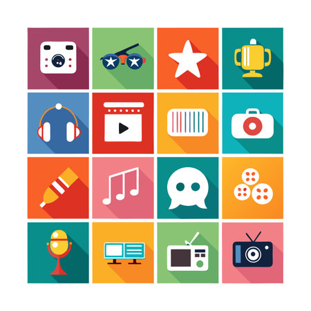 Entertainment and Media Icon Set Collection Vector for UI Documents Websites and Mobile Applicationsのイラスト素材
