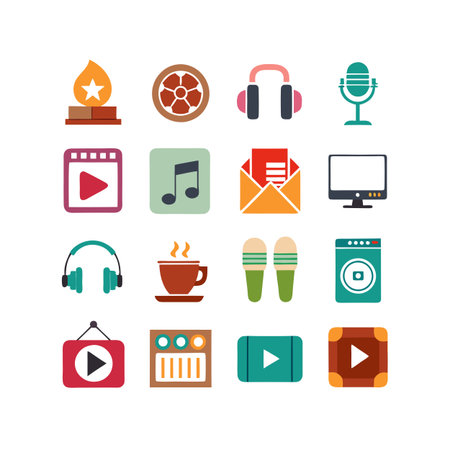 Entertainment and Media Icon Set Collection Vector for UI Documents Websites and Mobile Applicationsのイラスト素材