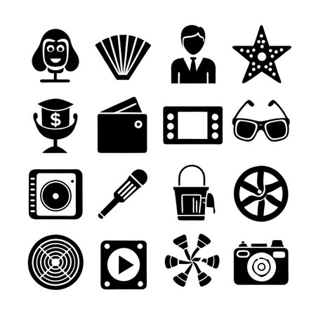 Entertainment and Media Icon Set Collection Vector for UI Documents Websites and Mobile Applicationsのイラスト素材
