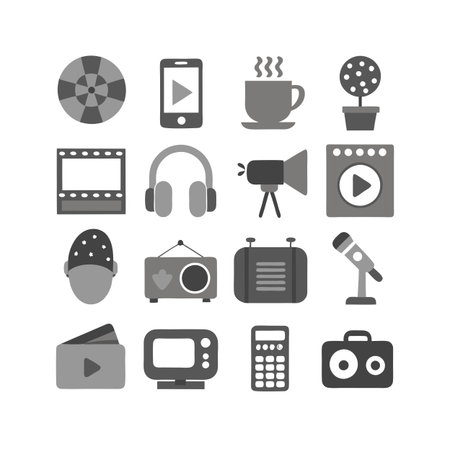 Entertainment and Media Icon Set Collection Vector for UI Documents Websites and Mobile Applicationsのイラスト素材