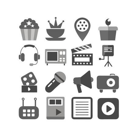Entertainment and Media Icon Set Collection Vector for UI Documents Websites and Mobile Applicationsのイラスト素材