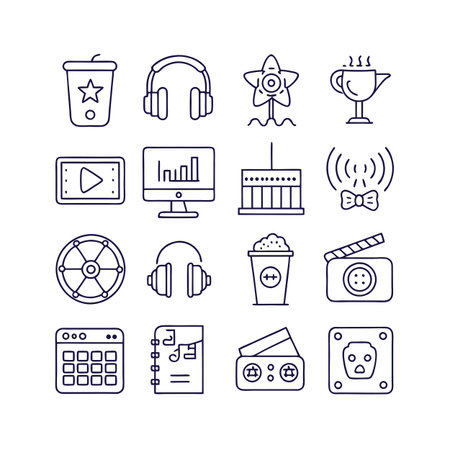 Entertainment and Media Icon Set Collection Vector for UI Documents Websites and Mobile Applicationsのイラスト素材